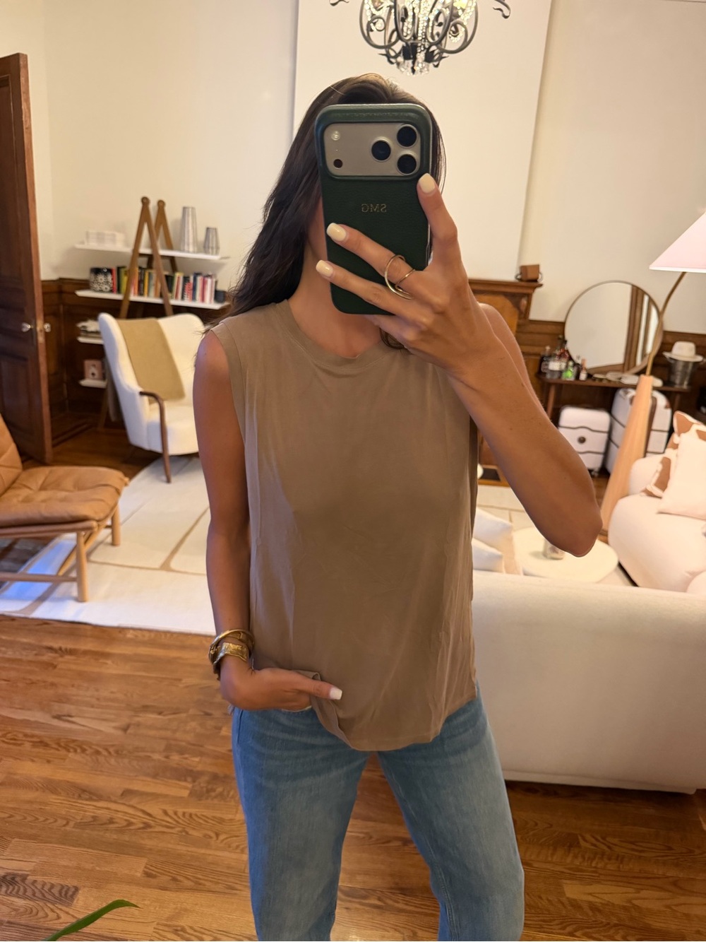Rye Sleeveless Crewneck Tank - Taupe - Size S